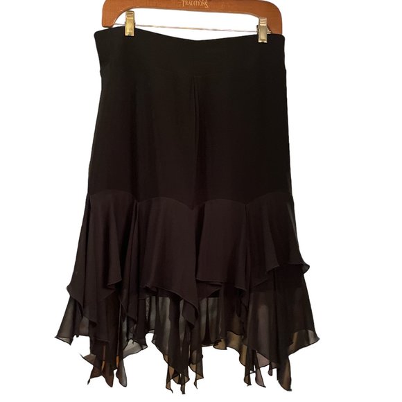 JOSEPH RIBKOFF 🇨🇦 Black Skirt Size 8 Gypsy Witch Jagged Hem Fun Skirt - Picture 2 of 6